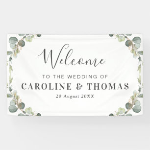 green eucalyptus foliage welcome wedding banner