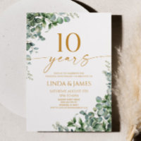 Green Eucalyptus Gold 10th Wedding Anniversary