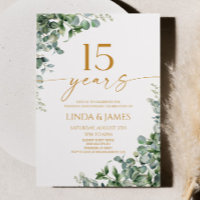 Green Eucalyptus Gold 15th Wedding Anniversary