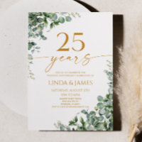 Green Eucalyptus Gold 25th Wedding Anniversary