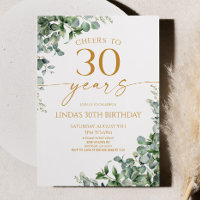 Green Eucalyptus Gold 30th Birthday Party