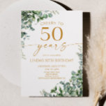 Green Eucalyptus Gold 50th Birthday Party Invitation<br><div class="desc">This is a Green Eucalyptus Gold 50th Birthday Party Invitation!</div>
