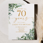 Green Eucalyptus Gold 70th Birthday Party Invitation<br><div class="desc">This is a Green Eucalyptus Gold 70th Birthday Party Invitation!</div>