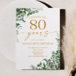 Green Eucalyptus Gold 80th Birthday Party Invitation<br><div class="desc">This is a Green Eucalyptus Gold 80th Birthday Party Invitation!</div>