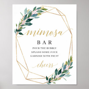 Green eucalyptus gold geometric mimosa bar sign
