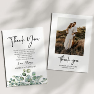 Green Eucalyptus Greenery Garden Photo Wedding Thank You Card