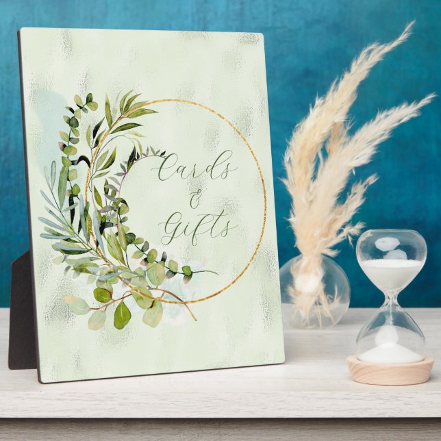 Green Eucalyptus Greenery Gold Frame (Side)