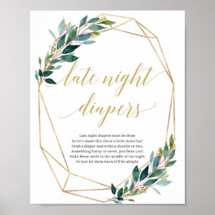 Green eucalyptus late night diapers game sign boho