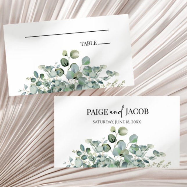 Green Eucalyptus Leaf Botanical Garden Wedding  Place Card (Creator Uploaded)