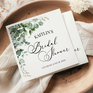 Green Eucalyptus Leaves Botanical Bridal Shower Napkin