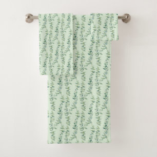 Green Eucalyptus Leaves Botanical Gift Bath Towel Set