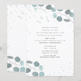 Green Eucalyptus Leaves Bridal Shower Invitation