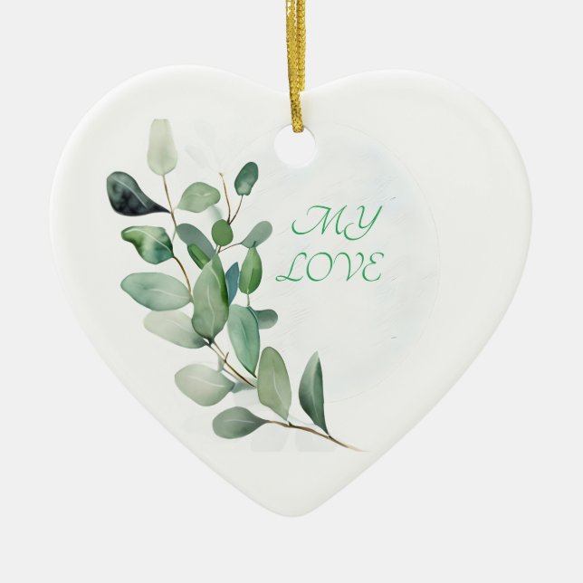 Green Eucalyptus Leaves Ceramic Tree Decoration (Front)