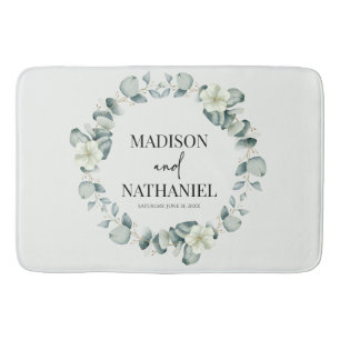 Green Eucalyptus Leaves Greenery Botanical Wedding Bath Mat