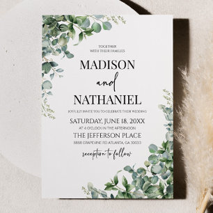 Green Eucalyptus Leaves Greenery Botanical Wedding Invitation