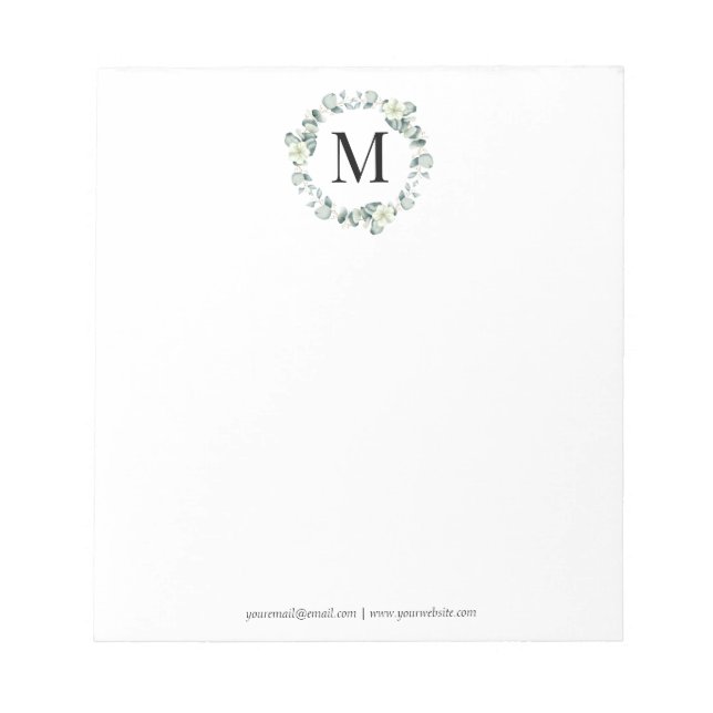 Green Eucalyptus Leaves Greenery Botanical Wedding Notepad (Front)