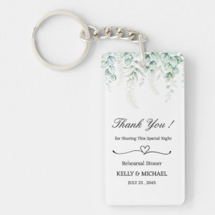 Green Eucalyptus Leaves Rehearsal Dinner Favor  Key Ring
