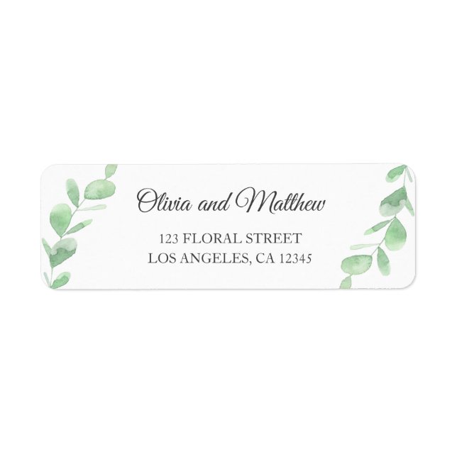 Green eucalyptus leaves. Simple wedding address (Front)