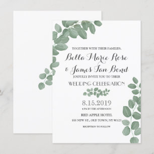 Green Eucalyptus Leaves Wedding Invitation