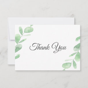 Green eucalyptus leaves. Woodland simple wedding Thank You Card