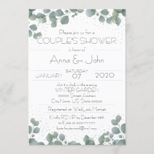 Green Eucalyptus Modern Couple's Shower Photo Invitation