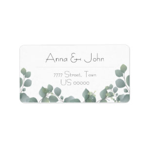 Green Eucalyptus Modern Floral Address Label