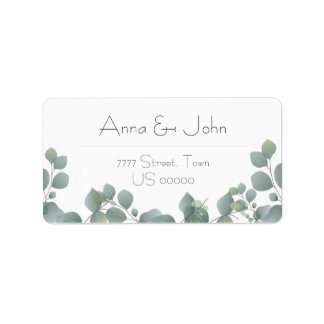 Green Eucalyptus Modern Floral Address Label