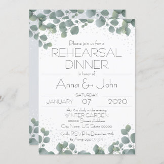 Green Eucalyptus Modern Greenery Elegant Floral Invitation