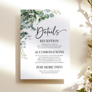 Green Eucalyptus Modern Wedding Details Enclosure Card