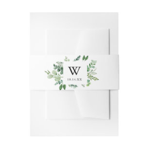 Green Eucalyptus Monogram Wedding Invitation Invitation Belly Band
