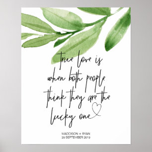 Green Eucalyptus Outdoor Wedding True Love Welcome Poster