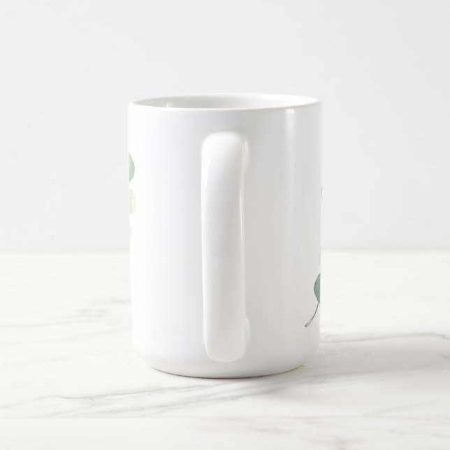 Green Eucalyptus Pastel Leaves Duvet Cover Coffee Mug (Handle)
