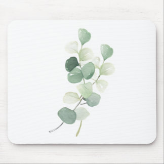 Green Eucalyptus Pastel Leaves Duvet Cover Mouse Mat