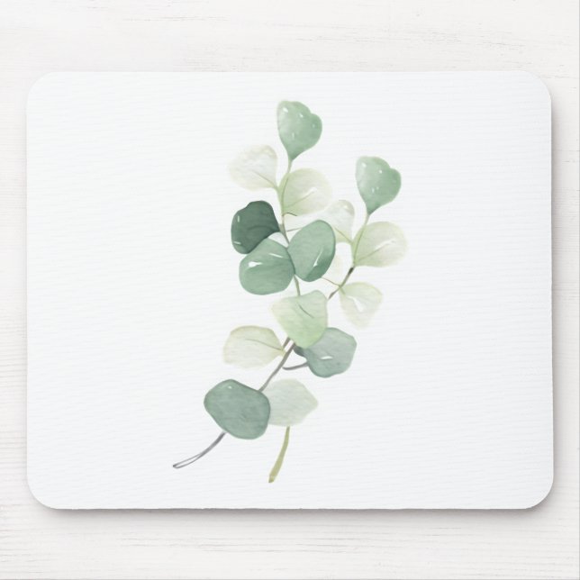 Green Eucalyptus Pastel Leaves Duvet Cover Mouse Mat (Front)