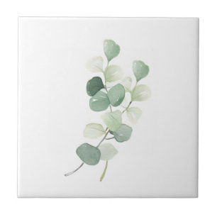 Green Eucalyptus Pastel Leaves Duvet Cover Tile