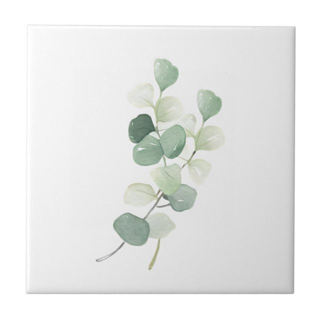 Green Eucalyptus Pastel Leaves Duvet Cover Tile (Front)