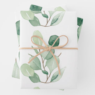 Green Eucalyptus pastel leaves Wrapping Paper Sheet