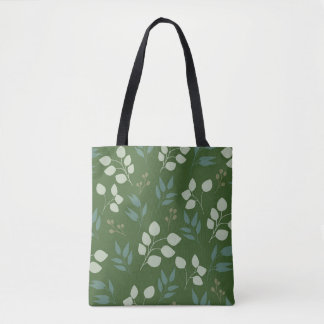 Green eucalyptus pattern tote bag