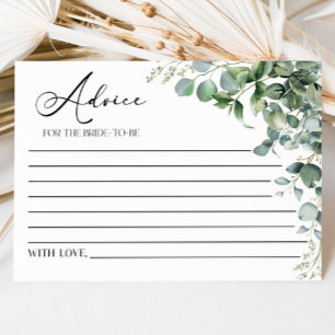 Green Eucalyptus Plant Bridal Shower Advice Card