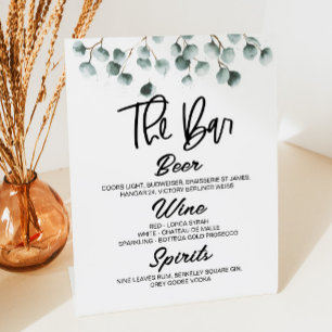 Green Eucalyptus Plant Drinks Bar Pedestal Sign