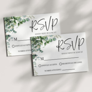 Green Eucalyptus Plant Wedding RSVP Card