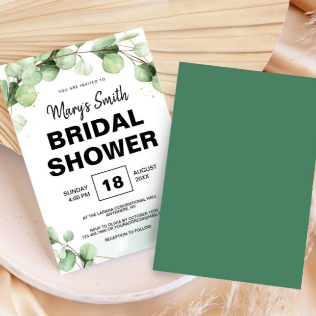 Green Eucalyptus Rustic Boho Elegant Bridal Shower Invitation (Green Eucalyptus Rustic Boho Elegant Bridal Shower Invitation, Bridal Brunch, Bride To Be)