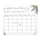 Green Eucalyptus Shower Guess Due Date Calendar