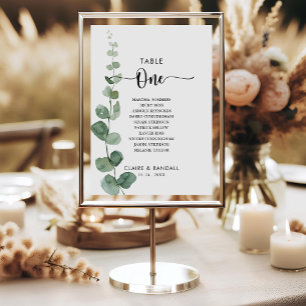 Green Eucalyptus Table Number 1 Seating Chart