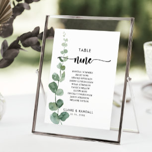 Green Eucalyptus Table Number 9 Seating Chart