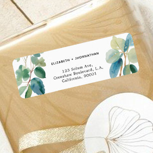 Green Eucalyptus  Watercolor Leaves Return Address
