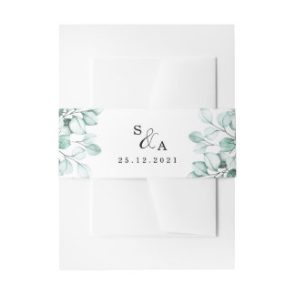 Green Eucalyptus Wedding Invitation Belly Band