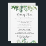Green Eucalyptus Wedding Kissing Menu Game Card<br><div class="desc">This green eucalyptus wedding kissing menu game card is perfect for a tropical wedding reception. The design features hand-painted artistic beautiful eucalyptus green leaves,  assembled into neat bouquets to embellish your event.</div>