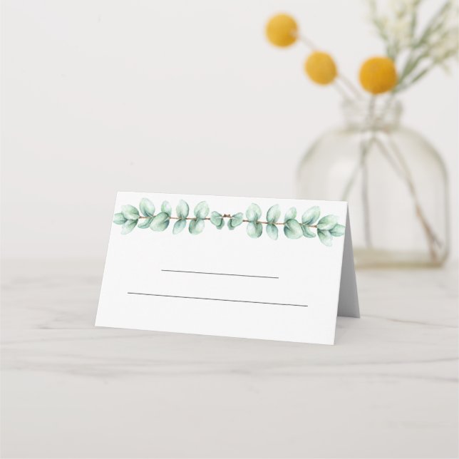 Green Eucalyptus Wedding Table Number place card (Front)