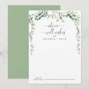 Green Eucalyptus Wedding Well Wishes Advice Card